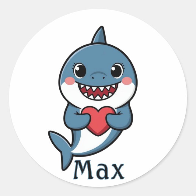 Personalized Shark Valentine Sticker for Boys (Front)