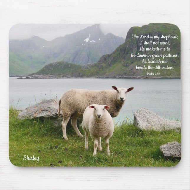 Personalized  Sheep Beside Still Waters Mouse Mat (Front)