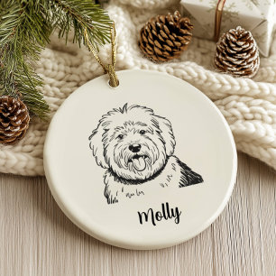 Personalized Sheepdog Dog Christmas Ceramic Tree Decoration