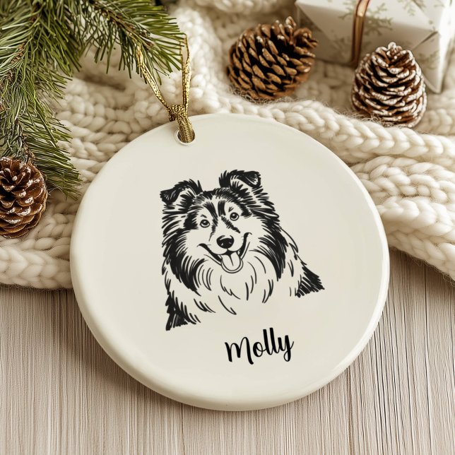 Personalized Sheltie Dog Christmas Ceramic Tree Decoration (Creator Uploaded)