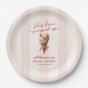 Personalized She's Been Scooped Up Bridal Shower Paper Plate
