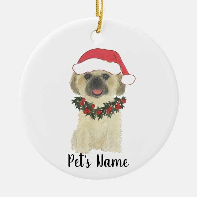 Personalized Shih Tsu (Blond Tan Golden) Ceramic Tree Decoration (Front)