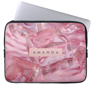 Personalized Shimmer Glossy Pink Ice Laptop Sleeve