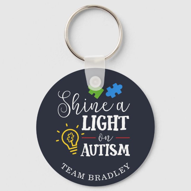 Personalized Shine A Light on Autism Matching Team Key Ring (Front)