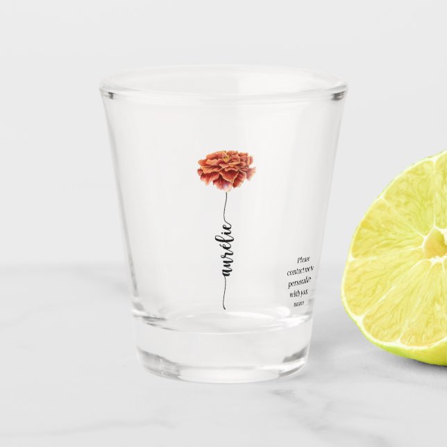 Personalized shot Flower Birth OEillet Glass (Front)