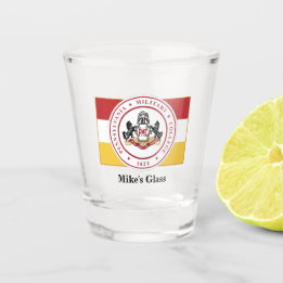 PERSONALIZED SHOT GLASS W/PMC FLAG