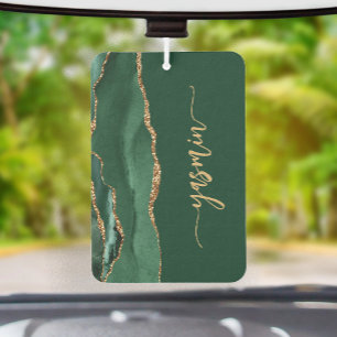 Personalized Signature Emerald Green Gold Agate Car Air Freshener