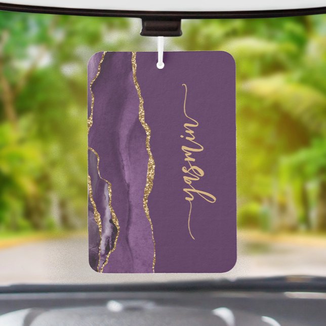 Personalized Signature Purple Gold Agate Car Air Freshener (Creator Uploaded)