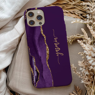 Personalized Signature Purple Gold Agate iPhone 13 Pro Case