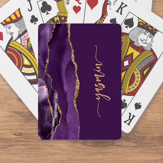 Personalized Signature Purple Gold Agate Playing Cards (Creator Uploaded)