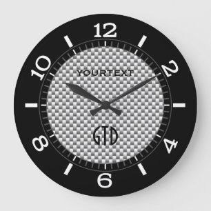 Personalized Silver Carbon Fiber Style Dial on a Large Clock