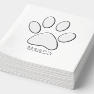 Personalized Silver Foiled Dog Paw Image Foil Napkins