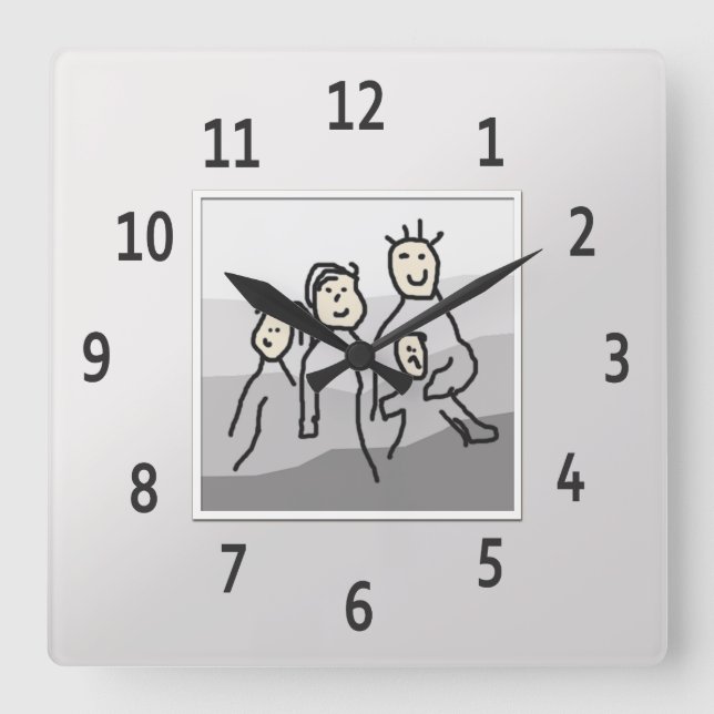Personalized Silver Framed Photo Square Wall Clock (Front)