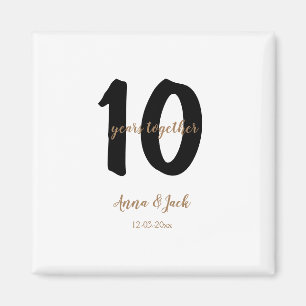 personalized simple 10 years anniversary name date magnet