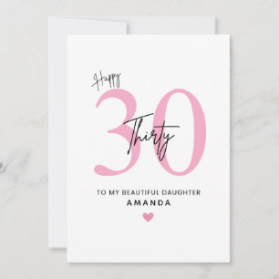 Personalized Simple Daughter 30th Birthday Card