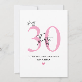 Personalized Simple Daughter 30th Birthday Card