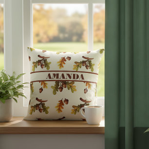 Personalized Simple Farmhouse Fall Leaves Cushion