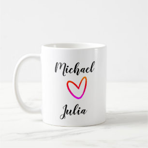 personalized simple minimal add your name red hear coffee mug