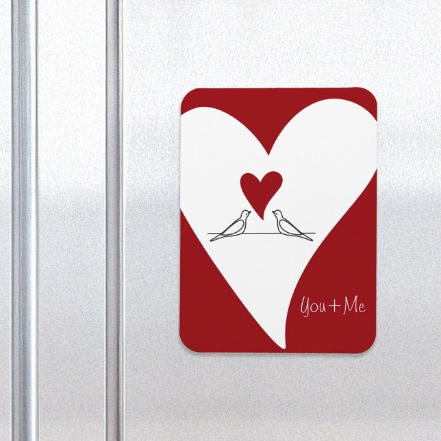 Personalized Simple Modern Birds in Love Red Heart Magnet (Creator Uploaded)