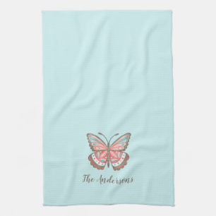 Personalized Simple Modern Butterfly Tea Towel