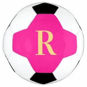 Personalized Simple Monogram Hot Pink Football