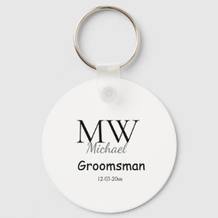 personalized simple monogram name groomsman minima key ring