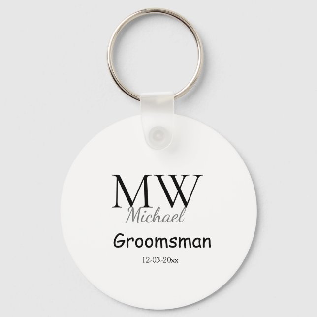personalized simple monogram name groomsman minima key ring (Front)