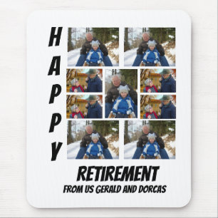 Personalized Simple Retirement  9 Photo Collage  Mouse Mat