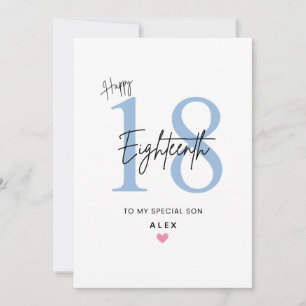 Personalized Simple Son 18th Birthday Card