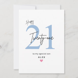 Personalized Simple Son 21st Birthday Card