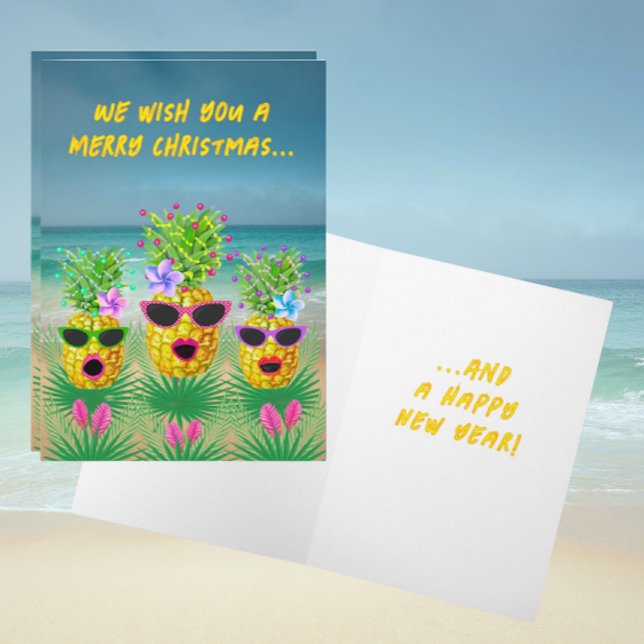 Personalized Singing Lady Pineapples  Holiday Card (Personalize this card with your own message!)