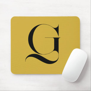 Personalized Single Custom Monogram Metallic Gold Mouse Mat