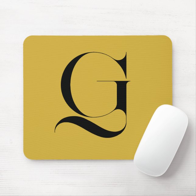 Personalized Single Custom Monogram Metallic Gold Mouse Mat (With Mouse)