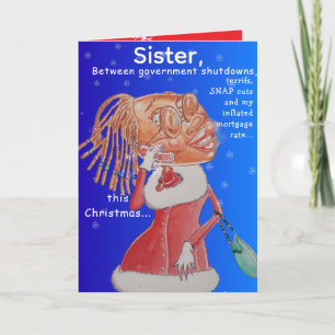 Personalized Sisters Christmas Economics Greeting Card