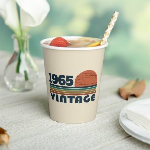 Personalized sixty vintage 60th birthday party paper cups
