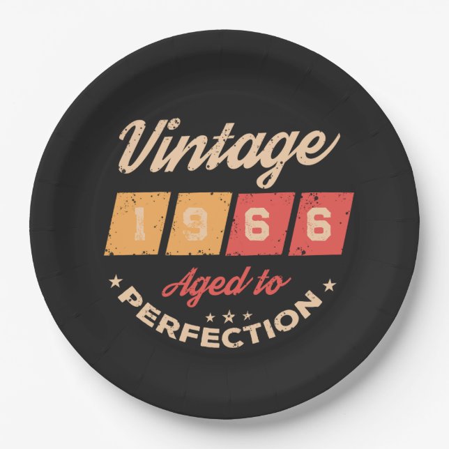Personalized sixty vintage 60th birthday party paper plate (Front)