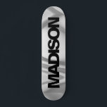 Personalized Skateboard Name Black Grey Cool<br><div class="desc">Easily personalize this colorful Skateboard on Grey Wave abstract design featuring black and cool sans serif font. Add your name,  choose font,  change size and position,  add clipart,  photos and shapes. Simple and beautiful,  perfect as gift idea for boys and girls.</div>