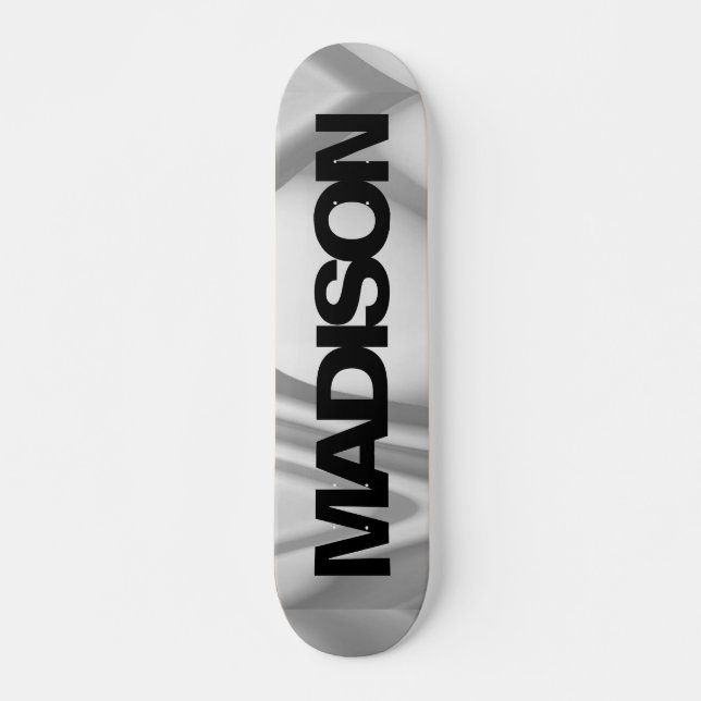 Personalized Skateboard Name Black Grey Cool (Front)