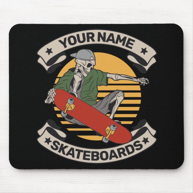 Personalized Skateboard Nose Grab Skeleton Skater  Mouse Mat (Front)