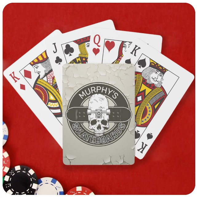 Personalized Skater NAME Skull Skateboarding Skate Playing Cards (Creator Uploaded)