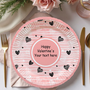 Personalized Sketch Hearts Valentine Tablescape   Paper Plate
