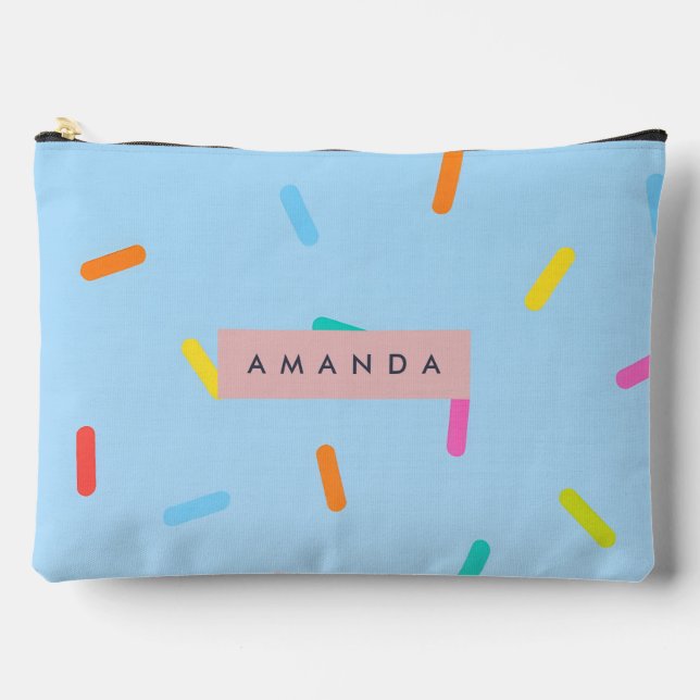 Personalized Sky Blue Sprinkle Confetti  Accessory Pouch (Front)
