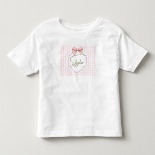 Personalized Skylar Baby Girl Nursery Bow&Gingham Toddler T-Shirt