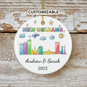 Personalized Skyline New Orleans, Louisiana Ceramic Tree Decoration