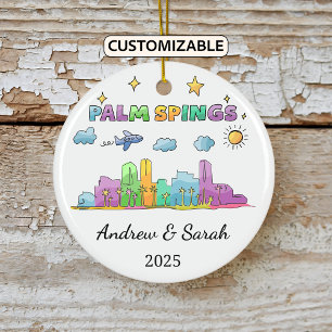 Personalized Skyline Palm Springs, California Ceramic Tree Decoration