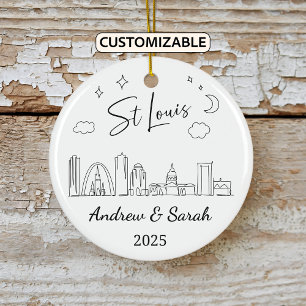 Personalized Skyline St Louis Ornament, Missouri Ceramic Tree Decoration