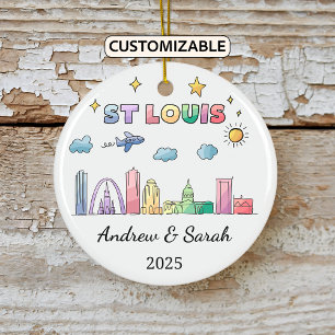 Personalized Skyline St Louis Ornament, Missouri Ceramic Tree Decoration