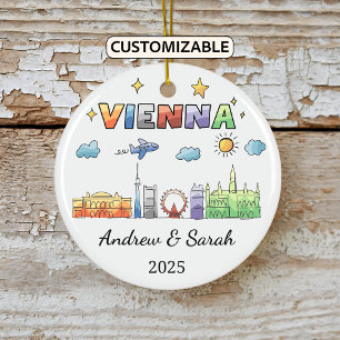 Personalized Skyline Vienna Ornament, Austria Ceramic Tree Decoration