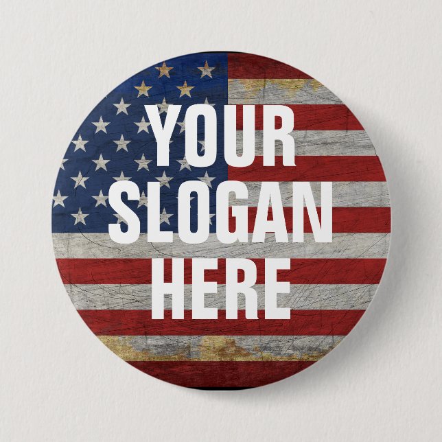 PERSONALIZED SLOGAN COUNTRY SAYING CUSTOMIZED FLAG 7.5 CM ROUND BADGE (Front)