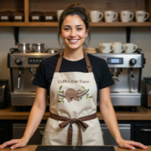 Personalized Sloth Coffee Bar Apron